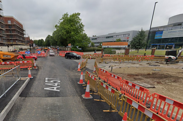 Works being carried out on the A457 Dudley Road back in 2022