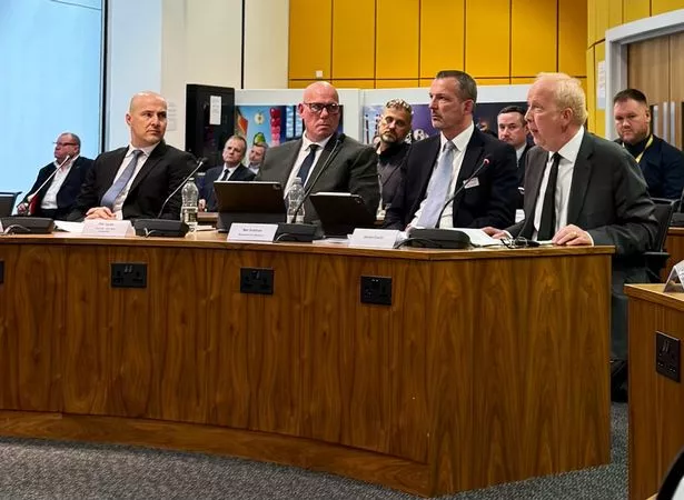 Matthias Hammerle of Stadler alongside Phil James from Network Rail, Merseyrail managing director Neil Grabham and Vernon Everitt