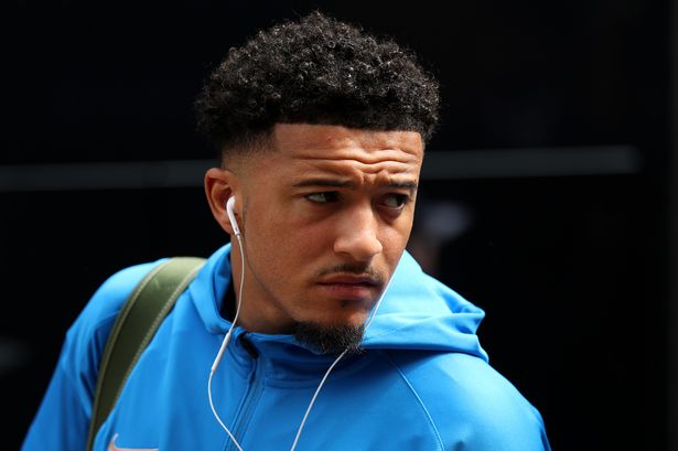 Jadon Sancho arrives prior to the Premier League match between Fulham FC and Chelsea FC at Craven Cottage. 