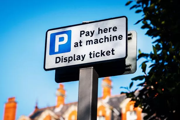 Pay Here at Machine Display Ticket  Park Sign