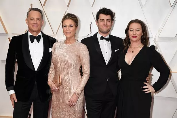 Tom Hanks, Rita Wilson, Truman Theodore Hanks, and Elizabeth Hanks at the 92nd Annual Academy Awards in 2020