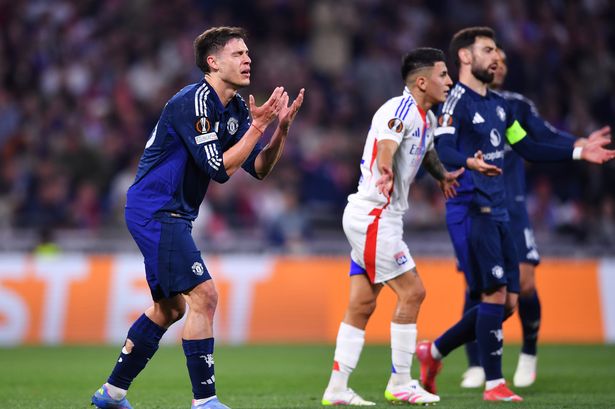 Manuel Ugarte shows his frustration in reaction to an incident during the clash with Lyon.
