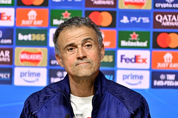Paris Saint-Germain head coach Luis Enrique answers journalists' questions