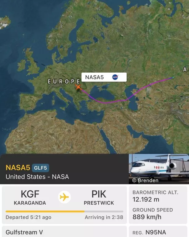 The plane stopped off at Prestwick Airport