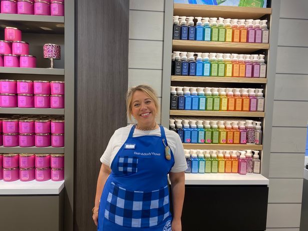 This photo shows a staff member at Bath & Bodyworks