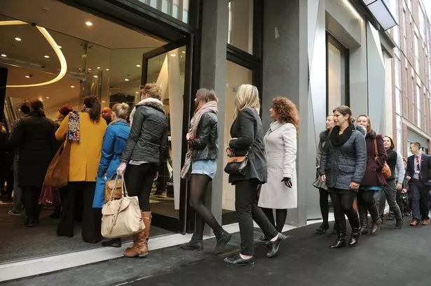 The public enter the new Harvey Nichols Beauty Bazaar in Liverpool ONE