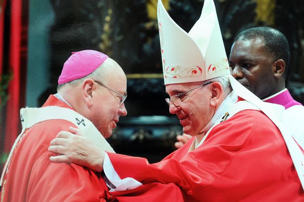 Archbishop of Liverpool Malcolm McMahon pictured with Pope Francis in Rome