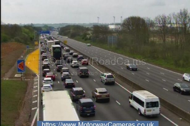 Traffic on the M1 between J19 and J18