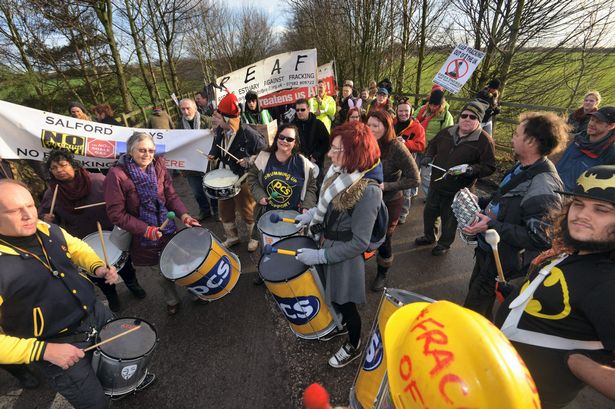 Trade union anti-fracking protest at Barton Moss 