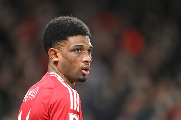 Amad of Manchester United looks on 