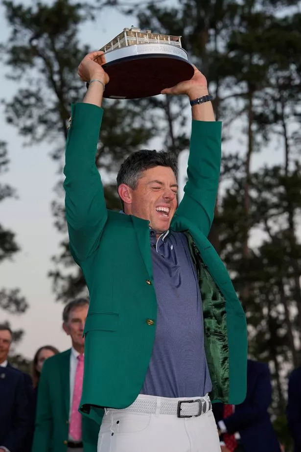 Rory McIlroy celebrating his Masters win