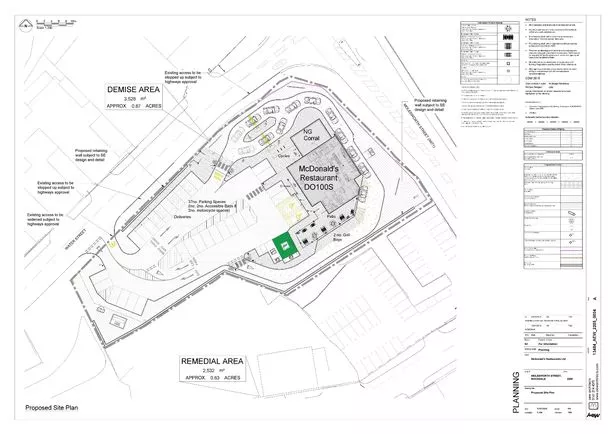 Molesworth Street site plan for the proposed drive-thru McDonalds in Rochdale