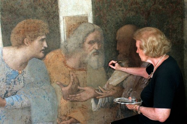 Dr Brambilla working on The Last Supper