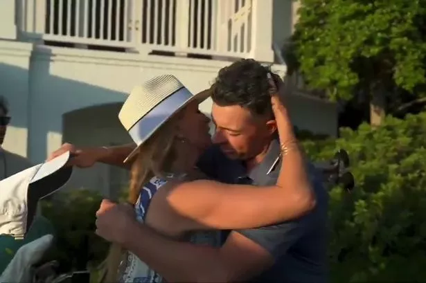 Rory McIlroy moments after winning the 2025 Masters