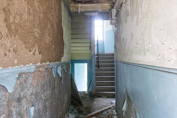 Inside one of the buildings on the estate