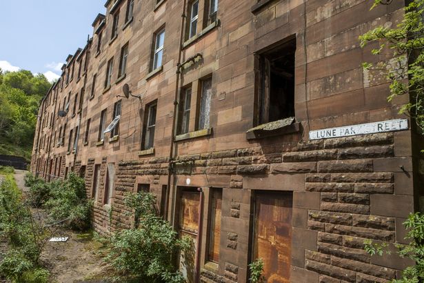 A photo of the decrepit buildings
