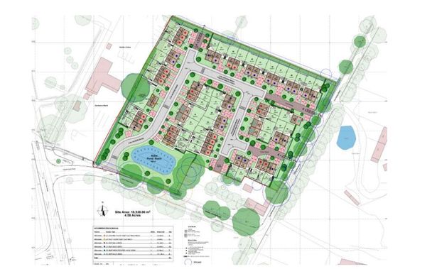 Developer Living Space Housing's proposed planning layout for a 54-home development - the first of man at the 5,500-home Langley development on the edge of Sutton Coldfield 
