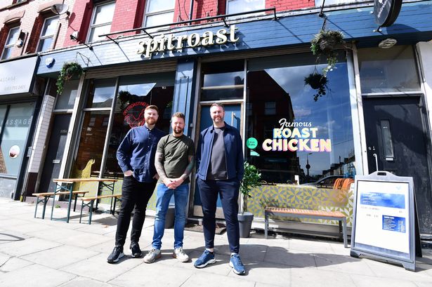 Spitroast owner Adam Lunt with restaurant manager Mike Bates (left) and operations manager Andrew Ward (right)