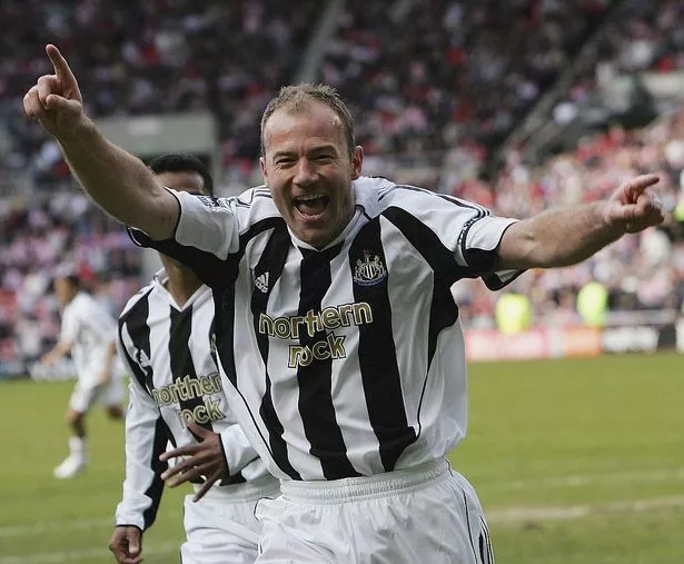 Alan Shearer celebrating a Newcastle goal