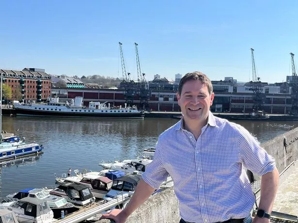 Steve Davis, the boss of Padmanor Investments, the company that owns the V-Shed building, unveils plans for a rooftop terrace bar on top of the V-Shed building at Bristol's Floating Harbour