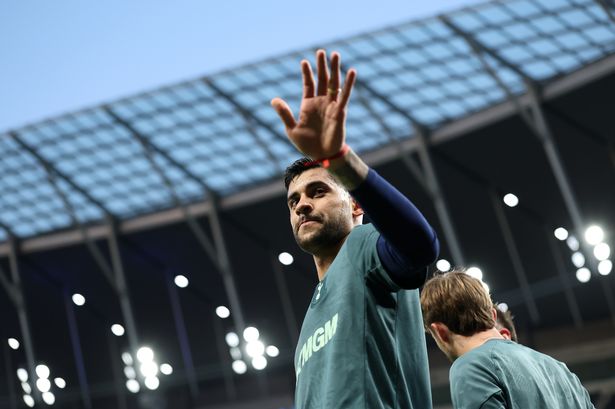 Cristian Romero waving to Tottenham's fans
