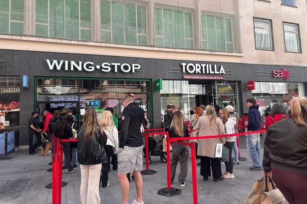 Wingstop queues on Thursday, April 17
