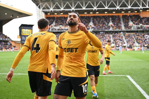 Matheus Cunha of Wolverhampton Wanderers celebrates scoring