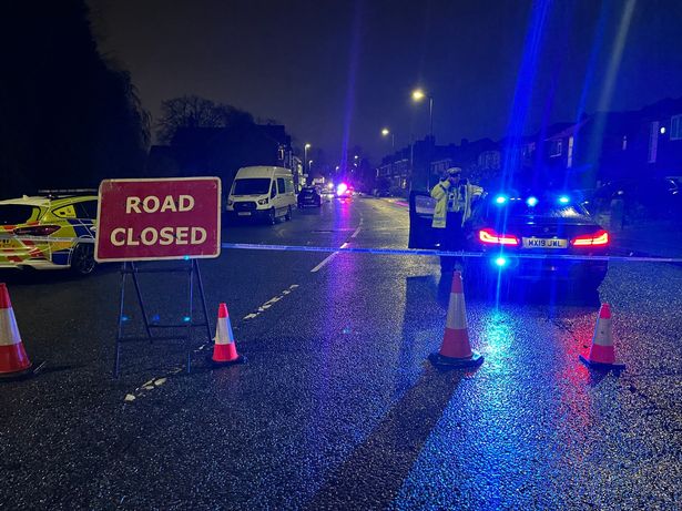 The scene in Marsland Road in Sale