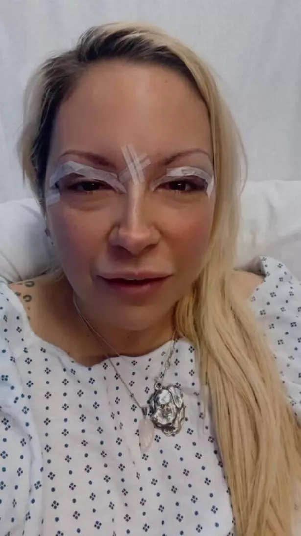 Jodie's face was covered in bandages after her recent surgery