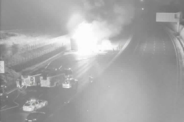 The HGV fire prompted a large emergency response on Monday morning 