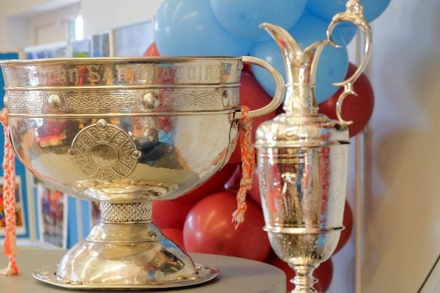 Sam Maguire and Claret Jug visit Co Armagh school on same day