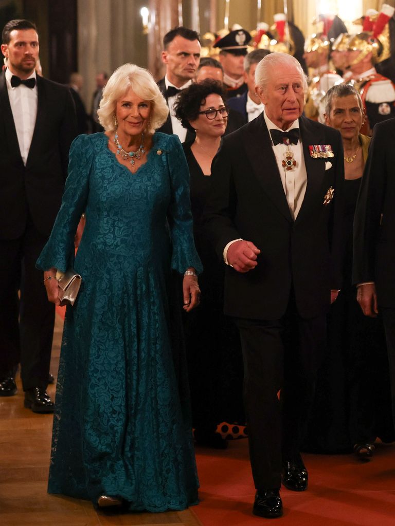 Queen Camilla walking with King Charles