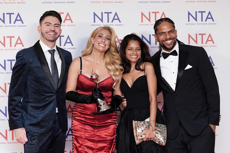 Stacey Solomon winner of the Factual Entertainment Award for her reality show Sort Your Life Out, at the National Television Awards at the O2 Arena, London. Picture date: Wednesday September 11, 2024. (Photo by Ian West/PA Images via Getty Images)