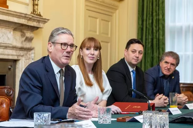 LONDON, ENGLAND - JULY 9:  British Prime Minister Sir Keir Starmer hosts the first roundtable of regional English mayors with Deputy Prime Minister Angela Rayner, Ben Houchen, Mayor of the Tees Valley and  Steve Rotheram Mayor of the Liverpool City Region, at Downing Street on July 9, 2024 in London, England. Sir Keir Starmer hosted the first roundtable with metro mayors from 11 regions across England. (Photo by WPA Pool/Getty Images)