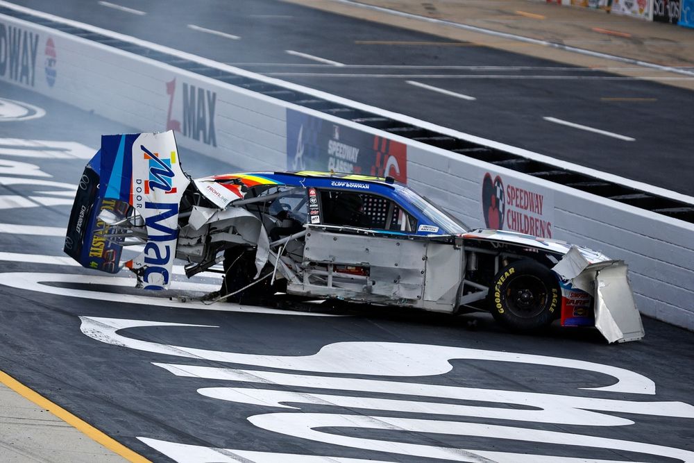 Brennan Poole's damaged No. 44 Alpha Prime Chevrolet