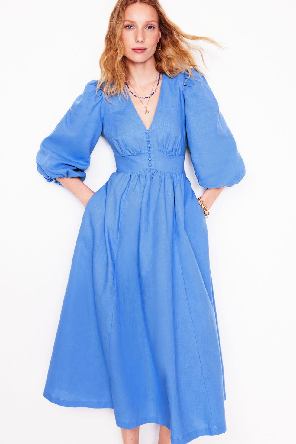 Lola Blouson Maxi Dress Ocean Blue