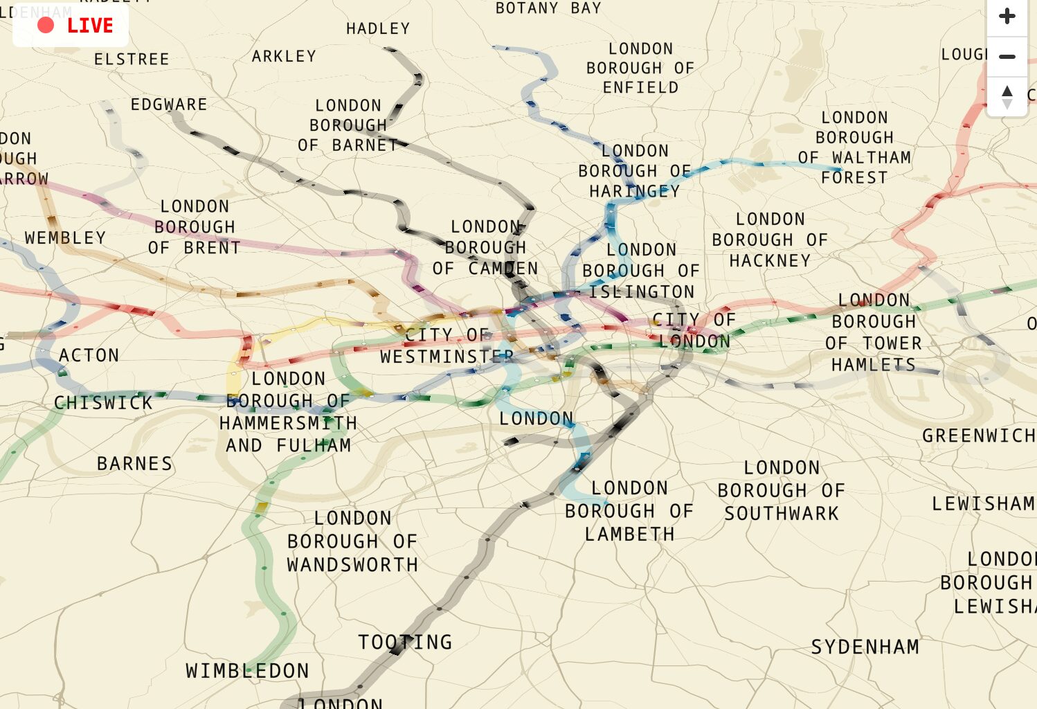 Revolutionary New Tube Map Shows Trains in Real-Time