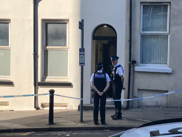 Police at the cordon on Lord Nelson Street