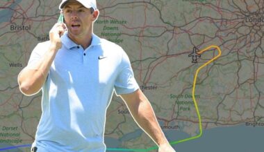 Rory McIlroy homeward bound as private jet lands in London amid speculation over NI return
