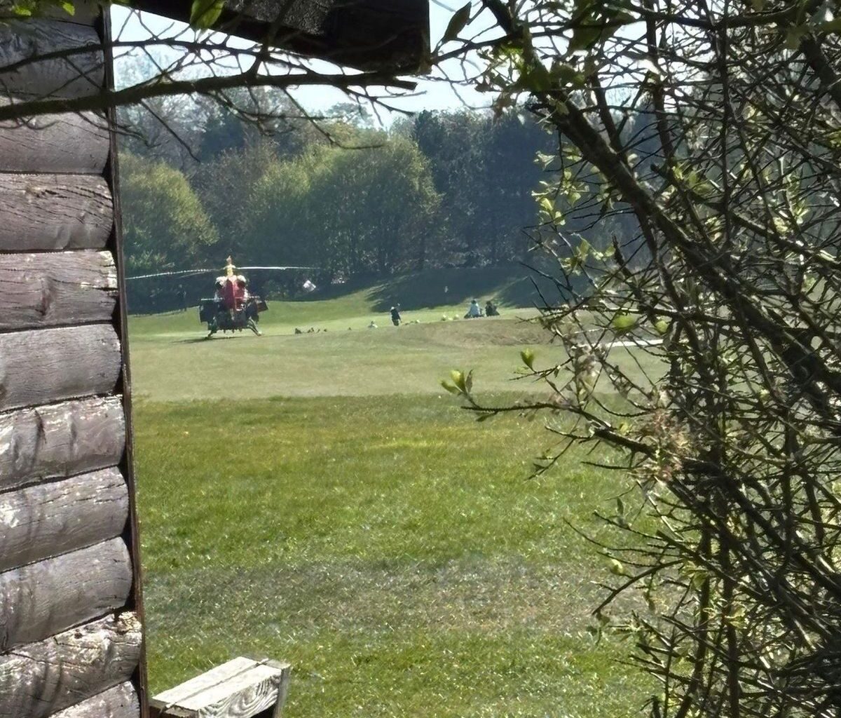 An air ambulance pictured at Aston Wood Golf Club