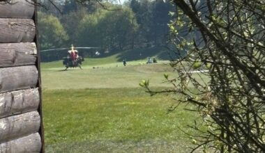 An air ambulance pictured at Aston Wood Golf Club