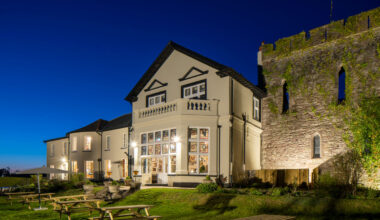 The hotel looked magical as the evening drew in.