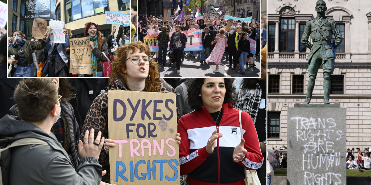 Activists launch 'emergency demonstration' as thousands gather in London to protest Supreme Court 'woman' ruling
