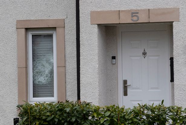 Damage at a house in Cortmalaw Gardens in Glasgow 