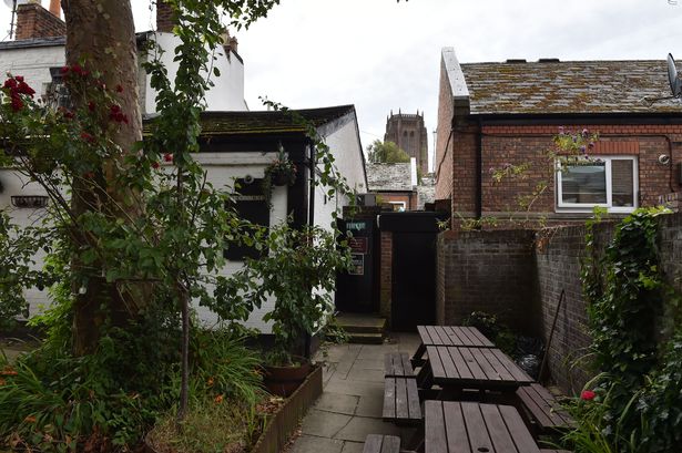 The beer garden at Ye Cracke