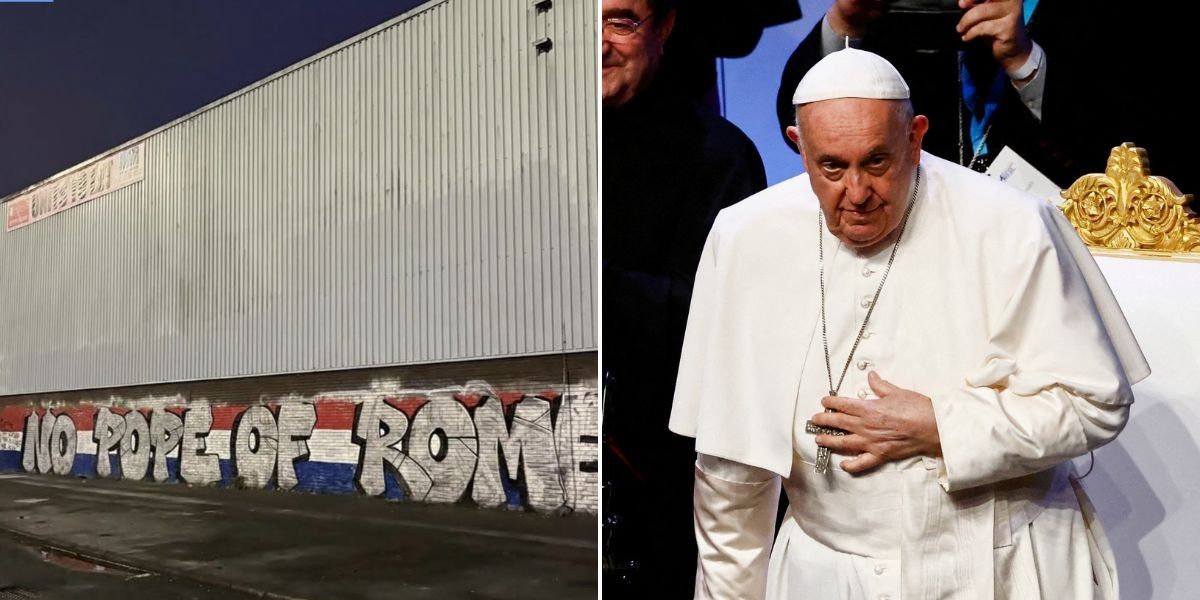 Rangers fans mock Pope's death with vile graffiti as Celtic supporters make instant response