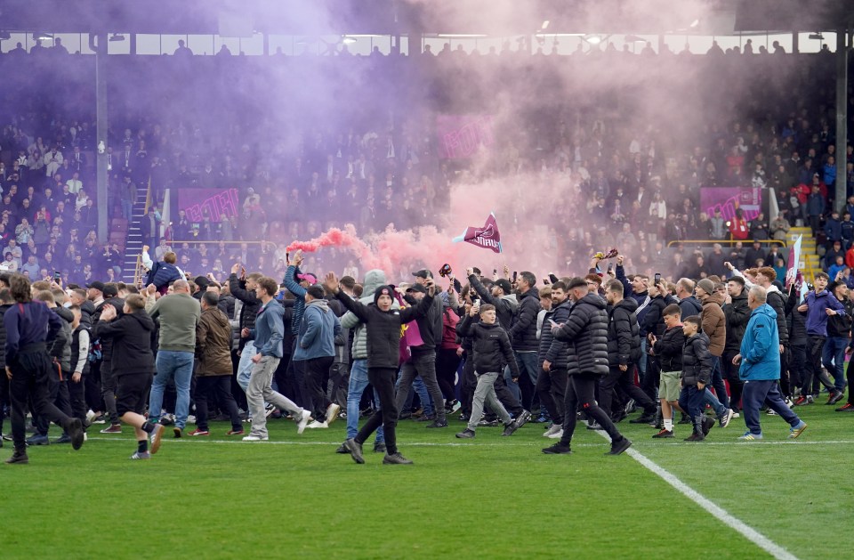 Burnley fans stormed the pitch at full time