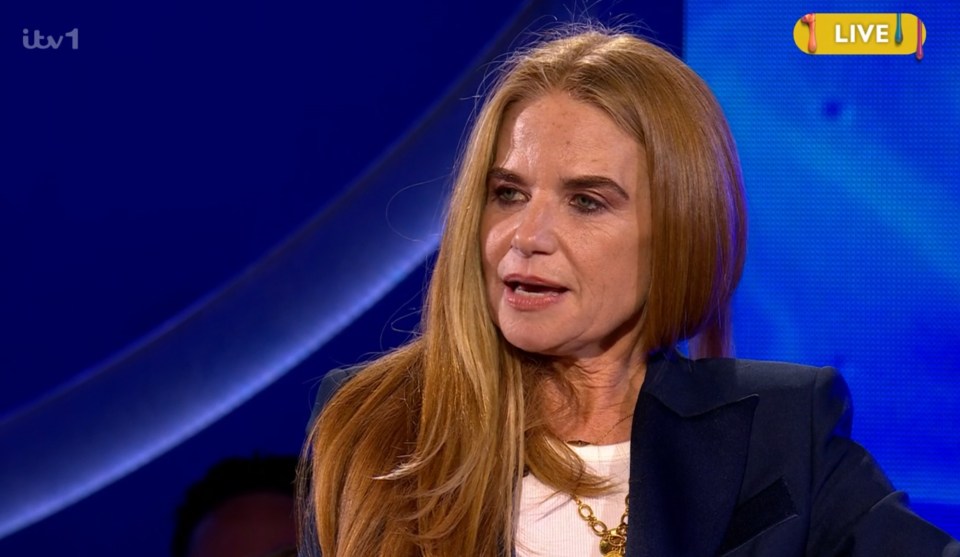 Screenshot of a woman speaking on a live television show.