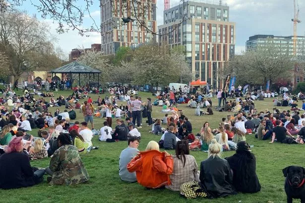 People in Castle Park, Bristol, celebrating 4/20 