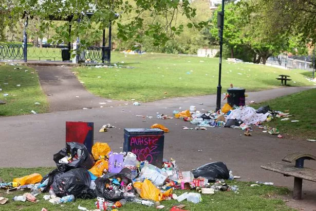 Rubbish in Castle Park following the 420 event at Castle Park on Easter Sunday, which saw thousands in attendance